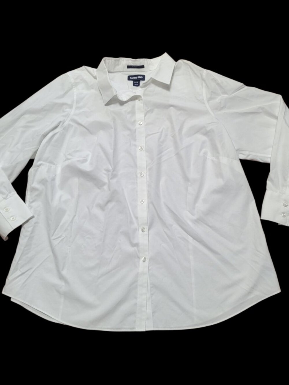 Lands End White Shirt Button Up Office Supima Cotton 22W Long Sleeves Collar - Picture 9 of 9